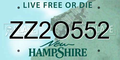 ZZ2O552 New Hampshire License Plate