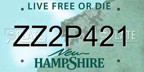 ZZ2P421 New Hampshire License Plate