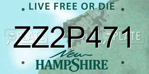 ZZ2P471 New Hampshire License Plate