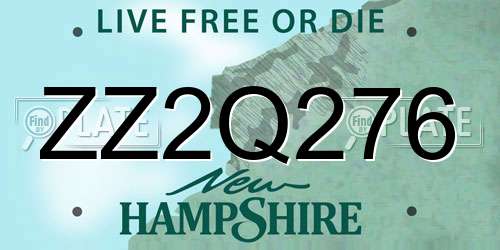 ZZ2Q276 New Hampshire License Plate