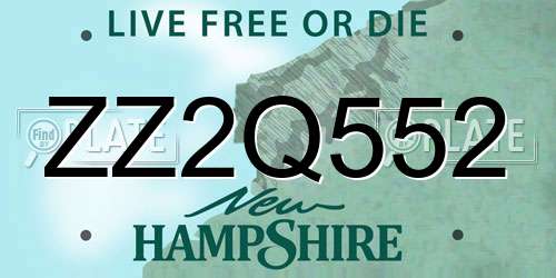 ZZ2Q552 New Hampshire License Plate