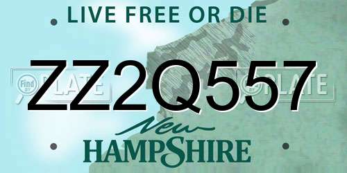 ZZ2Q557 New Hampshire License Plate