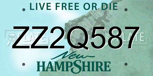 ZZ2Q587 New Hampshire License Plate