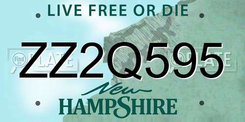ZZ2Q595 New Hampshire License Plate