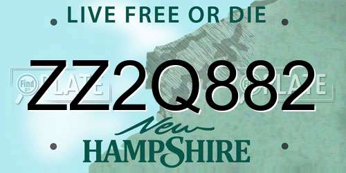 ZZ2Q882 New Hampshire License Plate