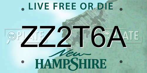 ZZ2T6A New Hampshire License Plate