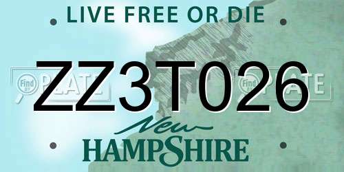 ZZ3T026 New Hampshire License Plate