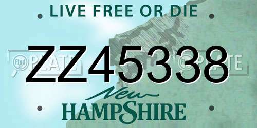 ZZ45338 New Hampshire License Plate