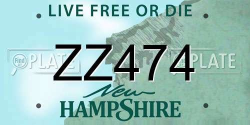 ZZ474 New Hampshire License Plate