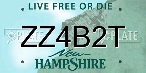 ZZ4B2T New Hampshire License Plate
