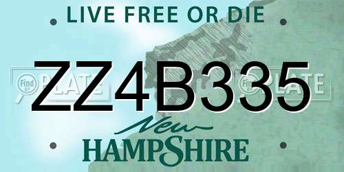 ZZ4B335 New Hampshire License Plate