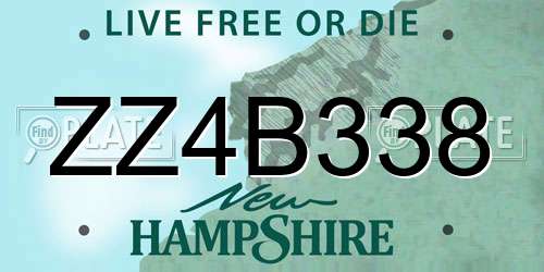 ZZ4B338 New Hampshire License Plate