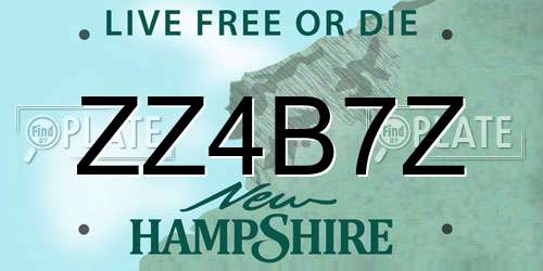 ZZ4B7Z New Hampshire License Plate