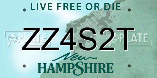 ZZ4S2T New Hampshire License Plate