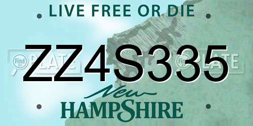 ZZ4S335 New Hampshire License Plate