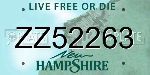 ZZ52263 New Hampshire License Plate