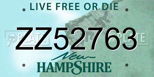 ZZ52763 New Hampshire License Plate