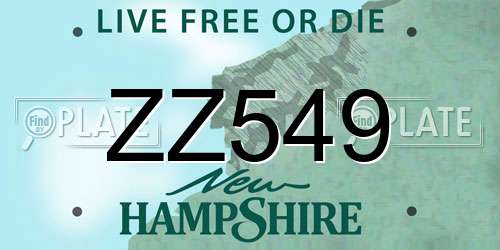 ZZ549 New Hampshire License Plate