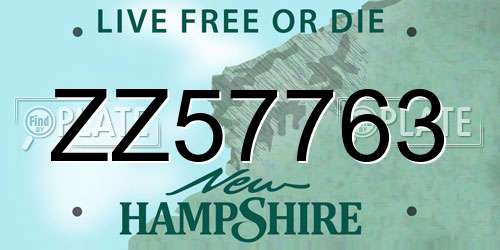 ZZ57763 New Hampshire License Plate