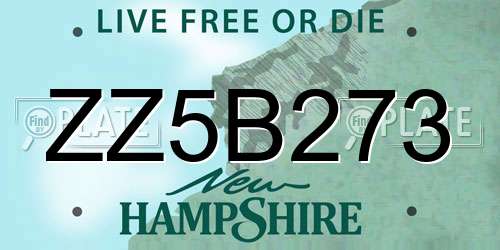 ZZ5B273 New Hampshire License Plate