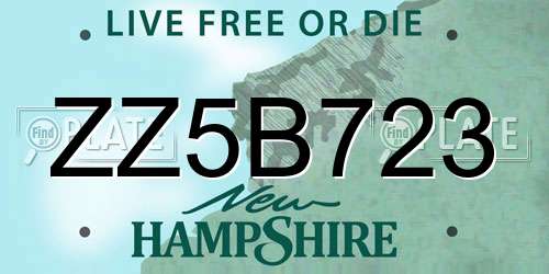 ZZ5B723 New Hampshire License Plate