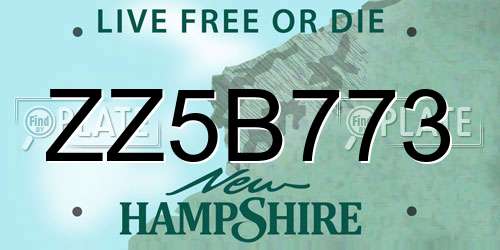 ZZ5B773 New Hampshire License Plate