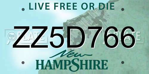 ZZ5D766 New Hampshire License Plate