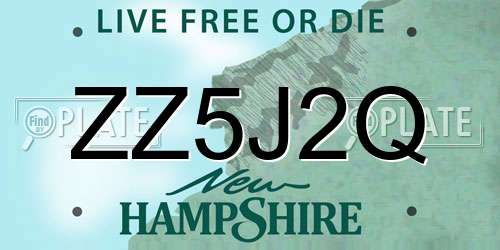 ZZ5J2Q New Hampshire License Plate