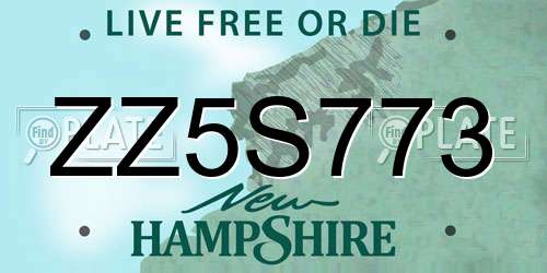 ZZ5S773 New Hampshire License Plate