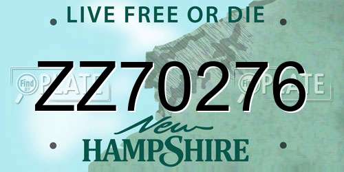 ZZ70276 New Hampshire License Plate