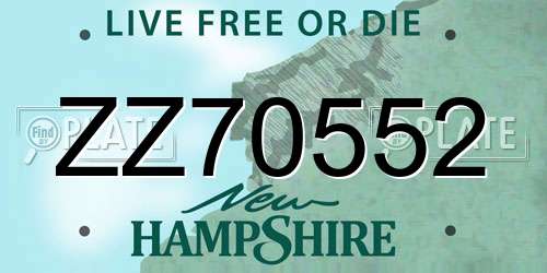 ZZ70552 New Hampshire License Plate