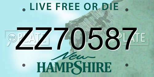 ZZ70587 New Hampshire License Plate