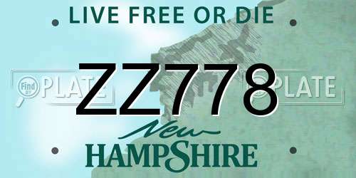 ZZ778 New Hampshire License Plate