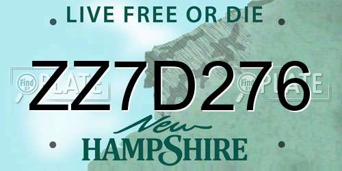 ZZ7D276 New Hampshire License Plate