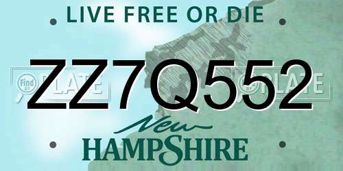ZZ7Q552 New Hampshire License Plate