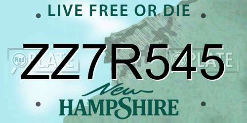 ZZ7R545 New Hampshire License Plate