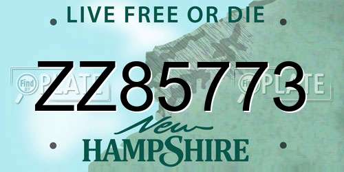 ZZ85773 New Hampshire License Plate