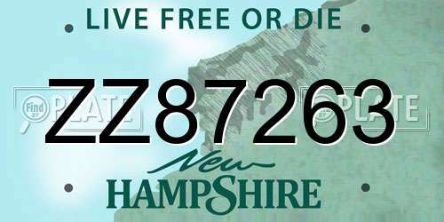 ZZ87263 New Hampshire License Plate
