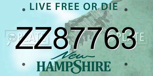 ZZ87763 New Hampshire License Plate