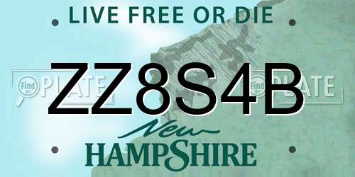 ZZ8S4B New Hampshire License Plate