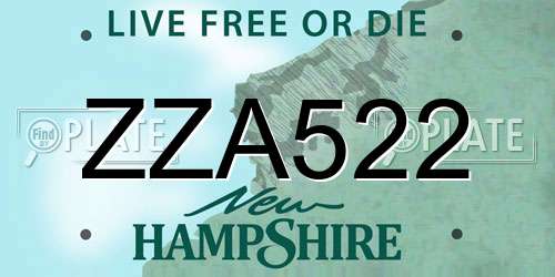 ZZA522 New Hampshire License Plate
