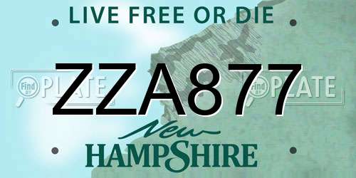 ZZA877 New Hampshire License Plate
