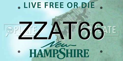 ZZAT66 New Hampshire License Plate
