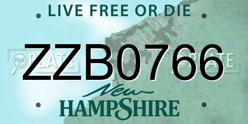 ZZB0766 New Hampshire License Plate