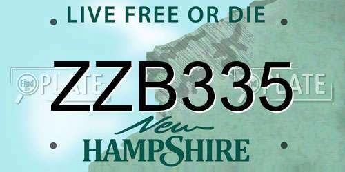 ZZB335 New Hampshire License Plate