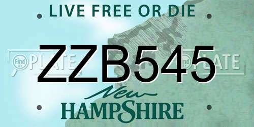 ZZB545 New Hampshire License Plate