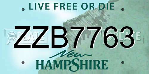 ZZB7763 New Hampshire License Plate