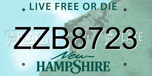 ZZB8723 New Hampshire License Plate