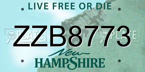 ZZB8773 New Hampshire License Plate