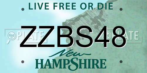 ZZBS48 New Hampshire License Plate
